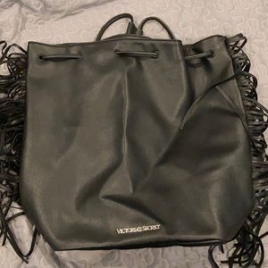 EUC VICTORIAS SECRET black fringe backpack